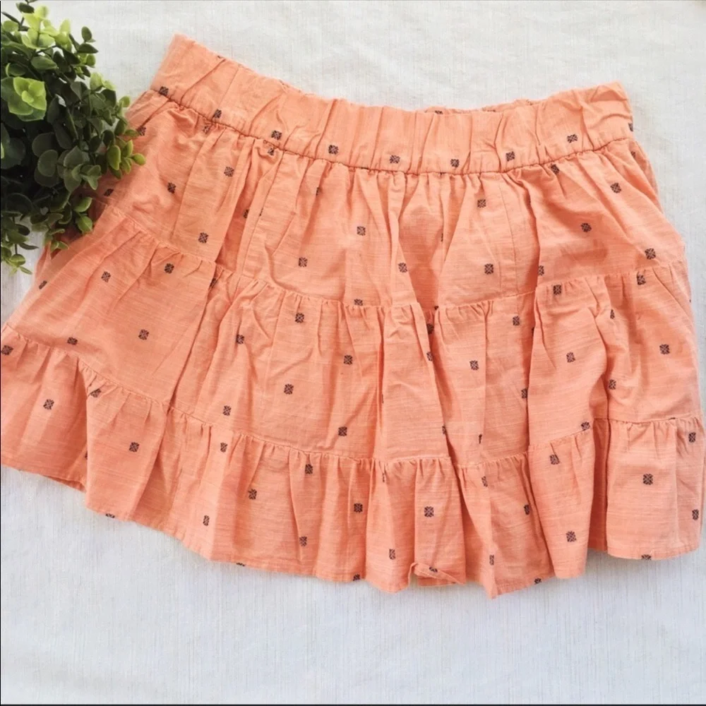 J Crew Pink Tiered Embroider Skirt